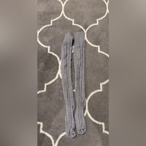 Gray Cable Knit Over-the-Knee Socks